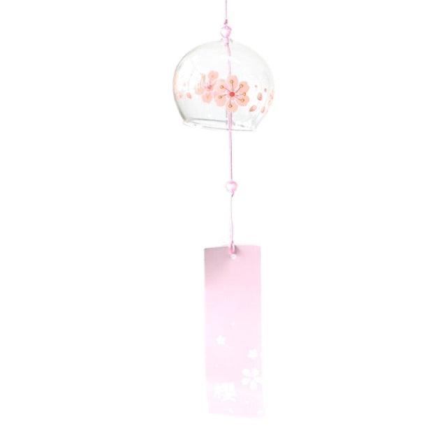 Romantic Cherry Wind Bells Japanese Wind Bell Japan Wind Chimes Handmade Glass Pendant Furin Home Decors Spa Kitchen Office Decor Birthday Gift Outdoor or Indoor Home Decors