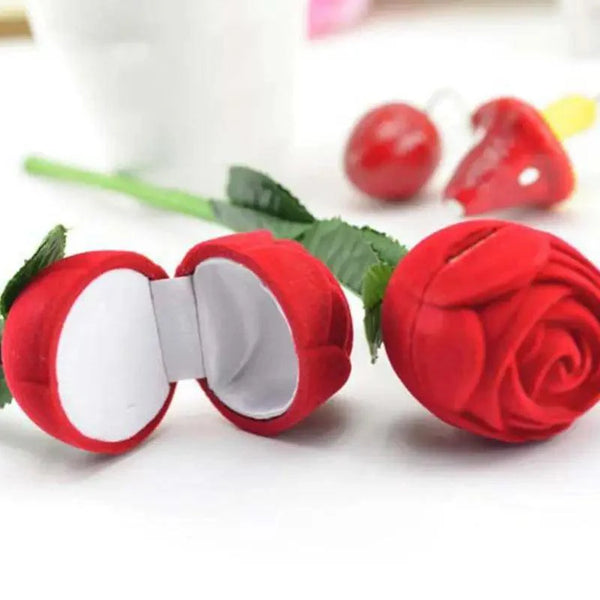 Romantic Red Rose Love Heart Wedding Ring Box Elegant Cases Earring Necklace Jewelry Gift Box Case