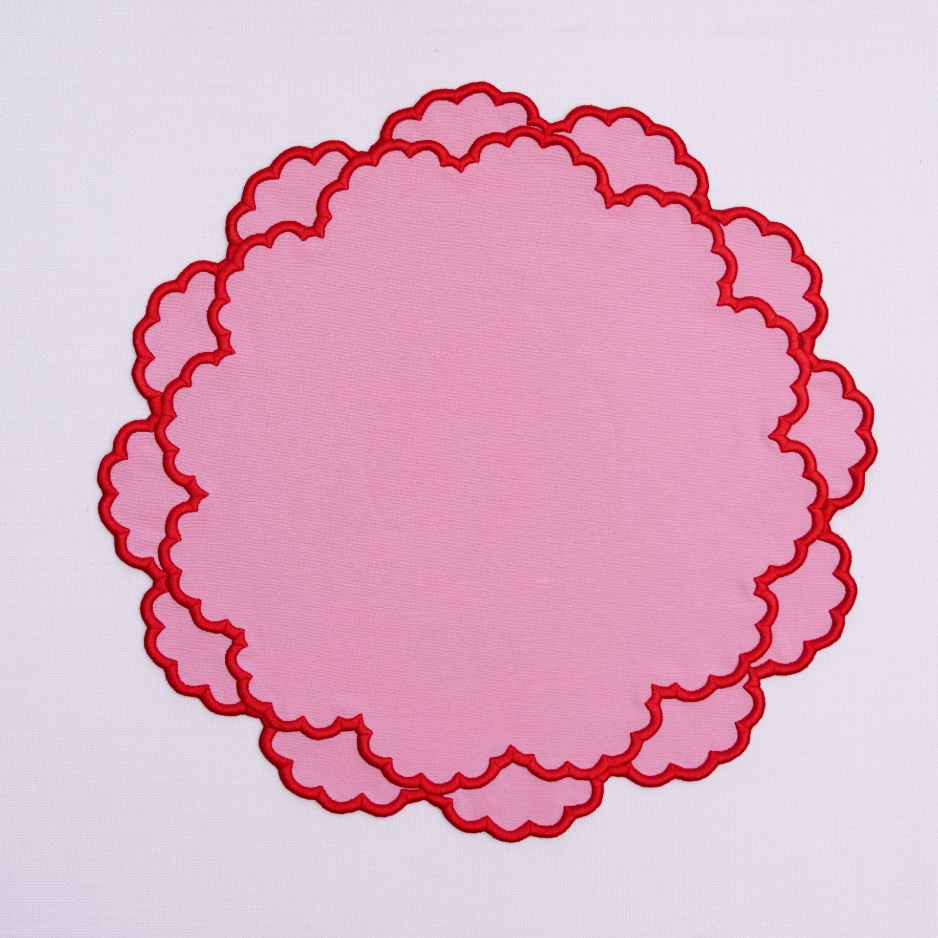 SPRING TABLE DECOR – CRESSIDA PINK ROUND FABRIC PLACEMAT & NAPKIN SET