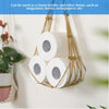 Rope Paper Towel Net Pocket Vintage Weave Toilet Roll Paper Hang Toilet Paper Holder Towel Net Pocket Paper Roll Storage Decorative Braided Jute Rope Toilet Paper Holder For Bathroom