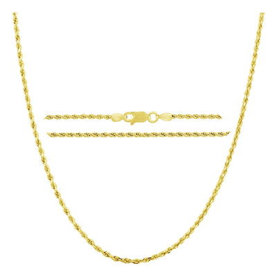 Donatello Gian, Chain Necklace, 14K Yellow Gold Diamond Cut Rope Chain Necklace, Unisex Chain, Italian Made 14K Gold, 1.5MM 16-24 Inch