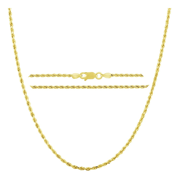 Donatello Gian, Chain Necklace, 14K Yellow Gold Diamond Cut Rope Chain Necklace, Unisex Chain, Italian Made 14K Gold, 1.5MM 16-24 Inch - Gifts for You 'n Me