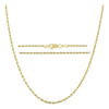 Italian Solid Sterling Silver Yellow Gold Diamond Cut Rope Chain 16-18-20-22-24 Inch