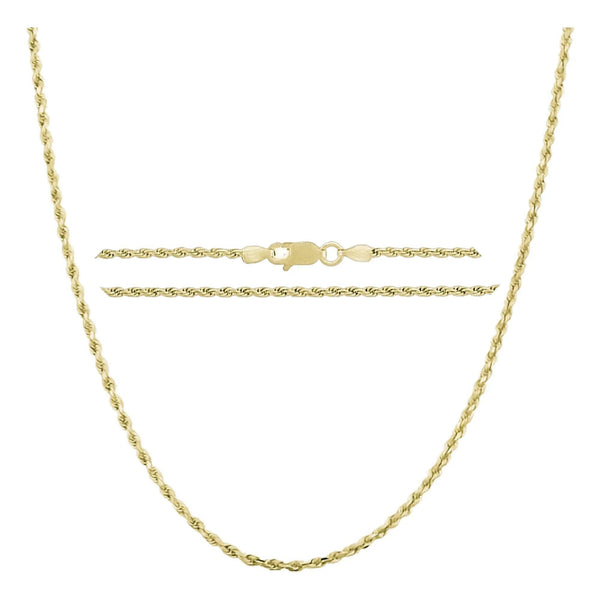 Italian Solid Sterling Silver Yellow Gold Diamond Cut Rope Chain 16-18-20-22-24 Inch - Gifts for You 'n Me