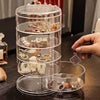 Rotating Jewelry Storage Box Makeup Storage Rack Bracelet Earring Round Plastic Organizer Boxes Holder Display Rack with Cover Rotatable Jewelry Storage Box Makeup Rack Storage Bracelet Earring Round Jewelry Organizer