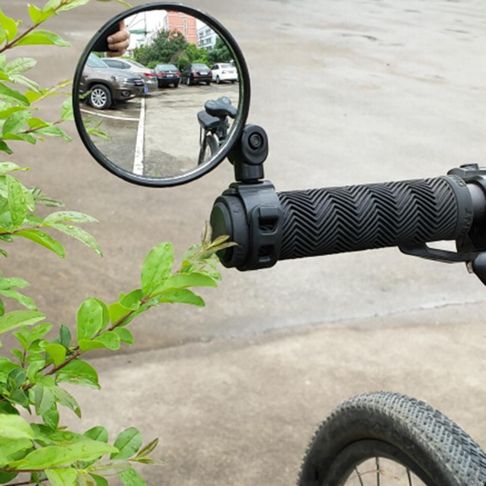 Round Bicycle Rearview Handlebar Mirrors Cycling Rear View Bike Silicone Handle Rearview Mirror With Wide Angle Convex Mirror Adjustable Rotatable Handlebar Safety Mirrors For Mountain Road Bike Bicycle