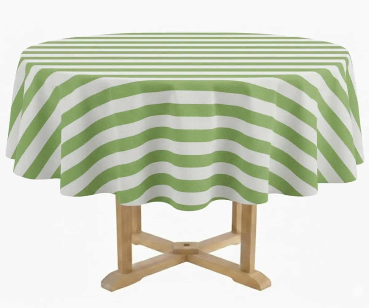 Cotton Striped Tablecloth - Round
