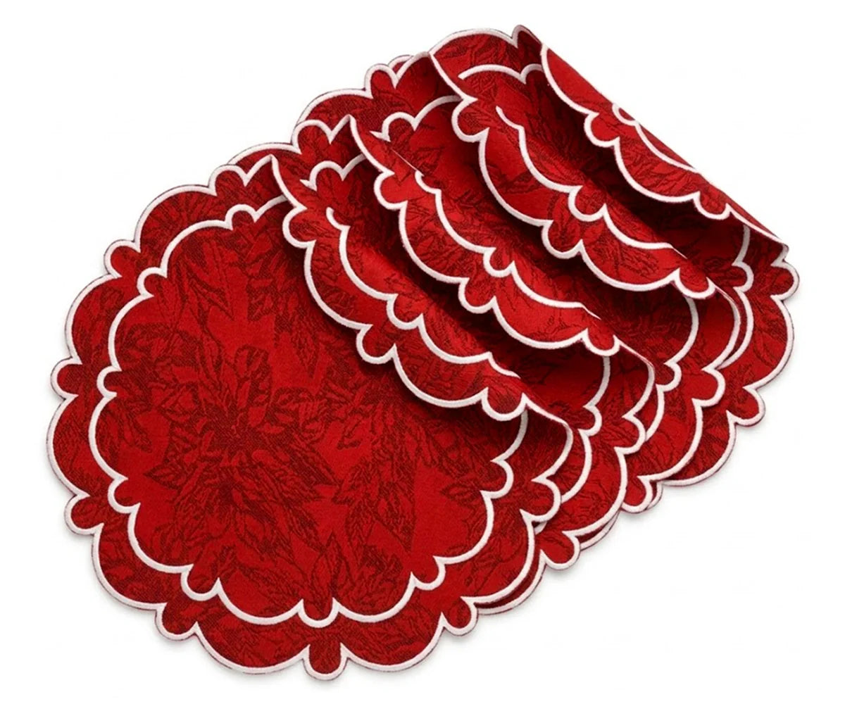 Round Red Placemats - Jacquard Placemat