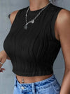 Round Neck Cropped Tank - Black / L