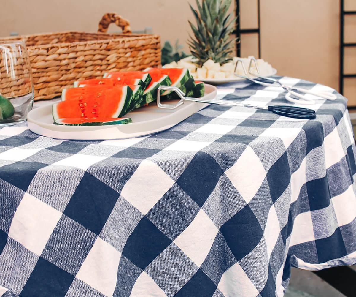 Navy Blue Round Tablecloth