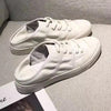 Round Toe Lace Up Sneakers - White / 39
