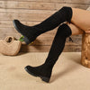 Round Toe Suede Low Heel Boots