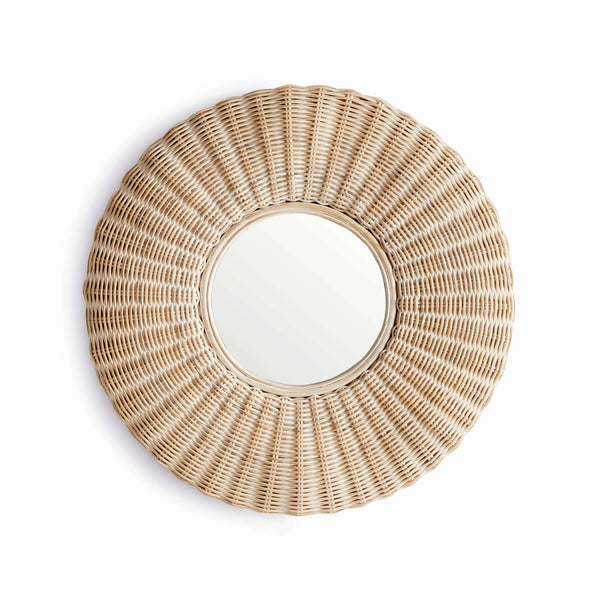 Round Woven Rattan Wall Mirror