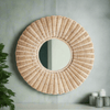 Round Woven Rattan Wall Mirror