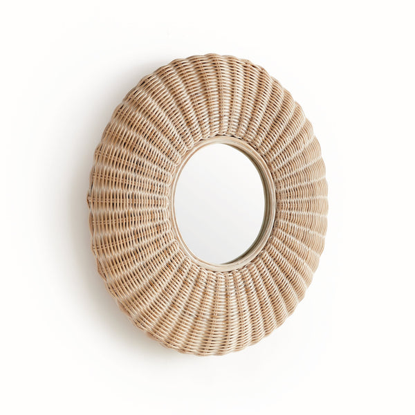 Round Woven Rattan Wall Mirror