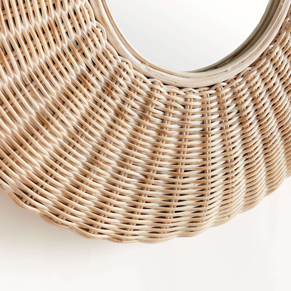 Round Woven Rattan Wall Mirror