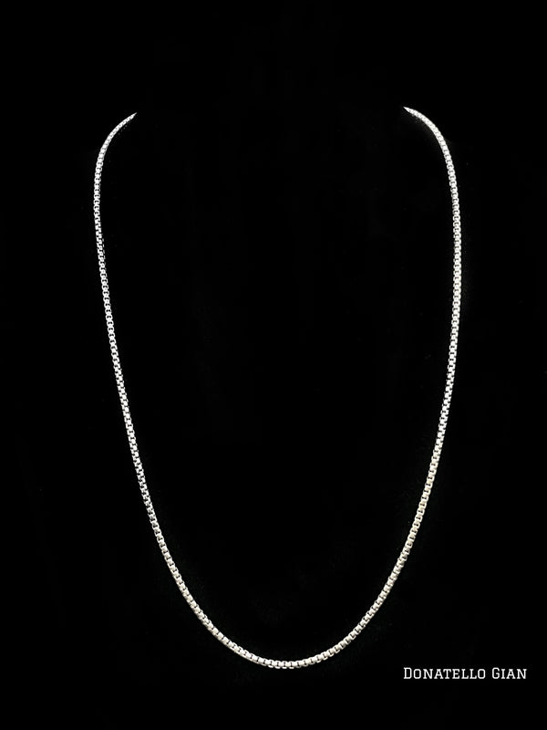 Sterling Silver 925 Round Box Link Chain 1.8MM, 16