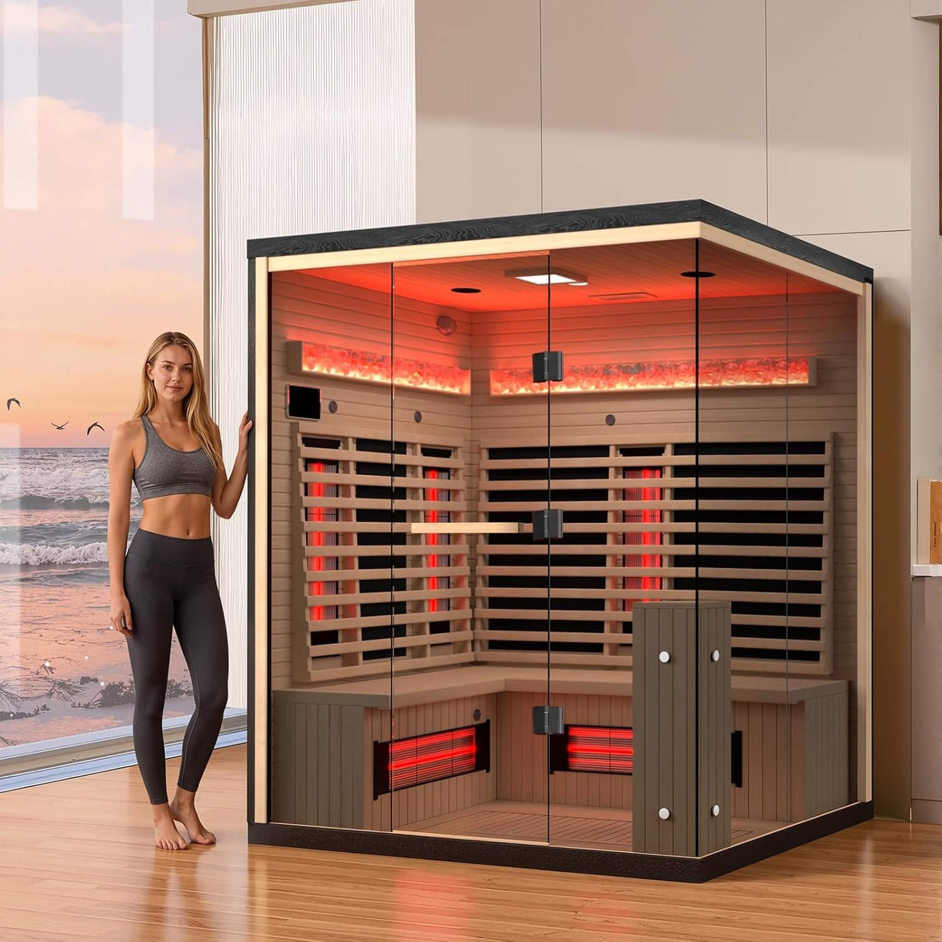 Ember 4-Person Full-Spectrum Infrared Sauna With Himalayan Salt Panels [Made-To-Order] (SAK80537)