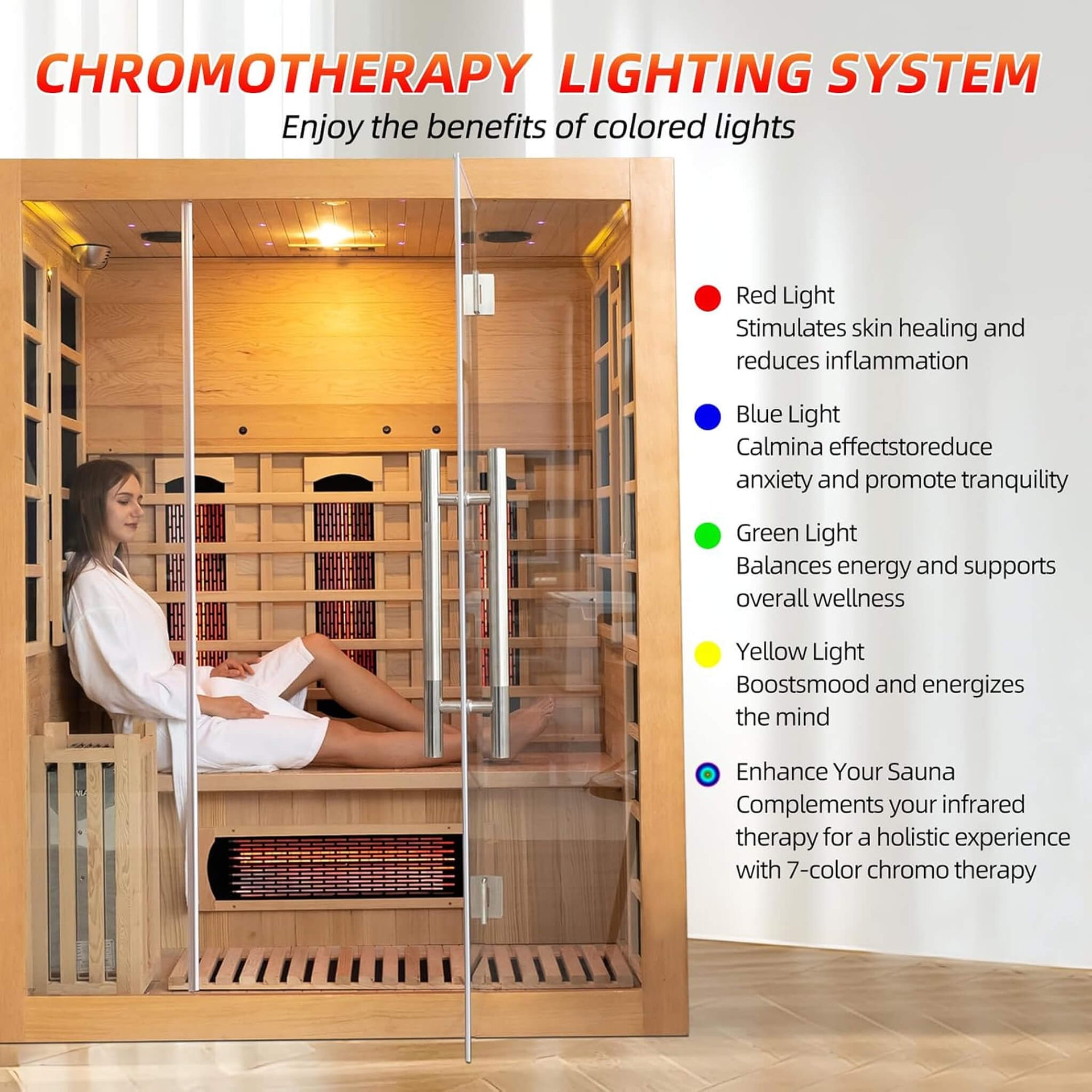 Aurora 3-Person Indoor Hybrid Sauna Room With Infrared And 4.5KW Steam Heater [Made-To-Order] (SAK41592)