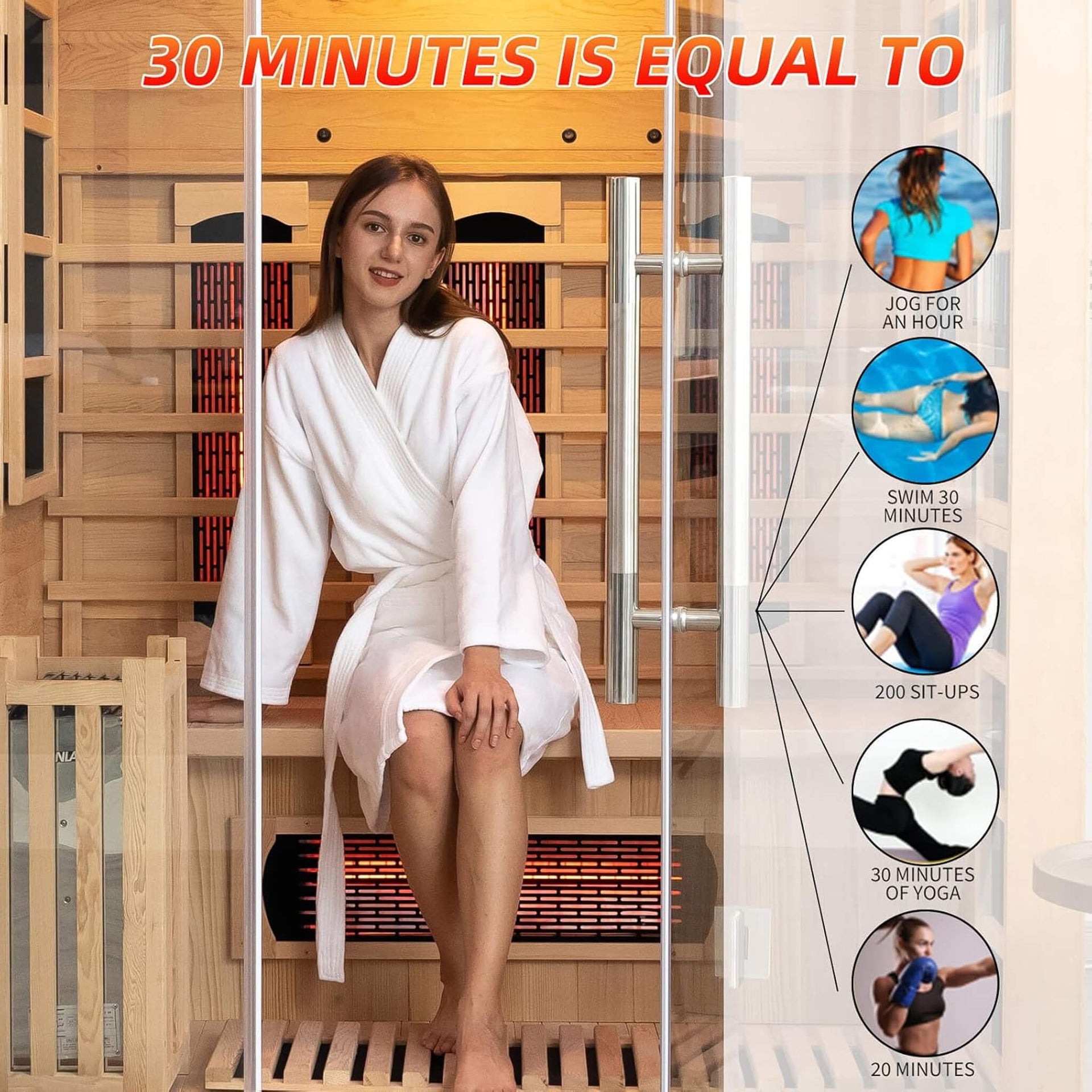 Aurora 3-Person Indoor Hybrid Sauna Room With Infrared And 4.5KW Steam Heater [Made-To-Order] (SAK41592)