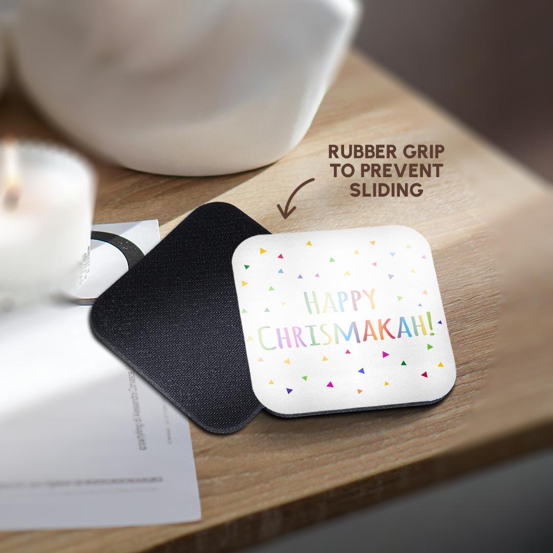 3dRose InspirationzStore Occasions - Happy Chrismakkah - joint Christmas and Hanukkah holiday blessing - Coasters (cst_202086)