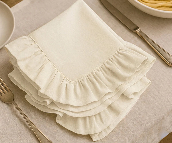 Ivory Napkins With Ruffled Edges