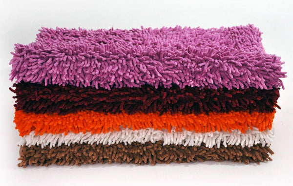 DaDa Bedding Vanilla Ivory White Shaggy Soft Chenille Noodle Carpet Rug Bath Mat