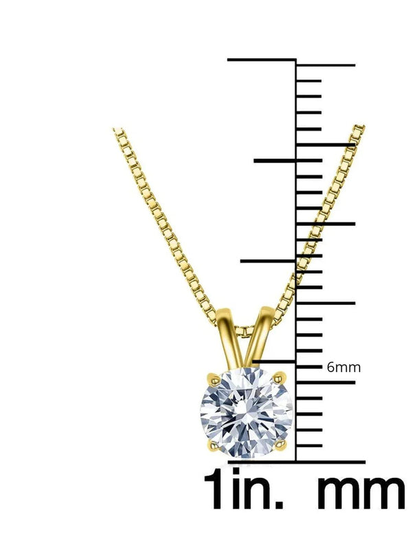 Solid 10K Yellow Gold Round Cut Crystal Pendant - Gifts for You 'n Me