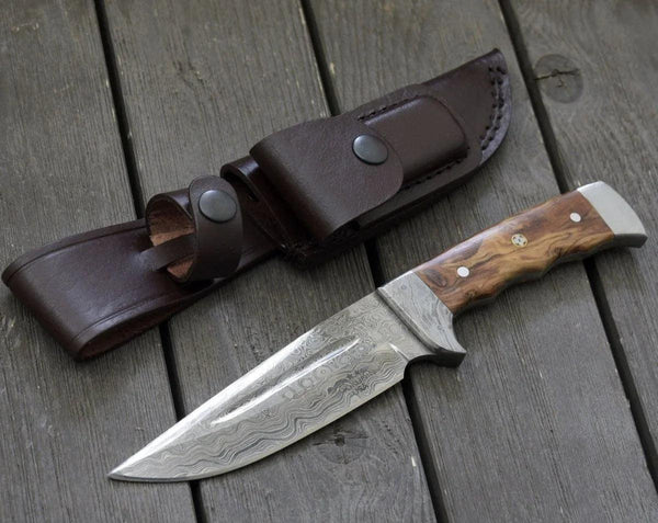 Rune Camping Knife with Exotic Leopard Wood Handle - Gifts for You 'n Me