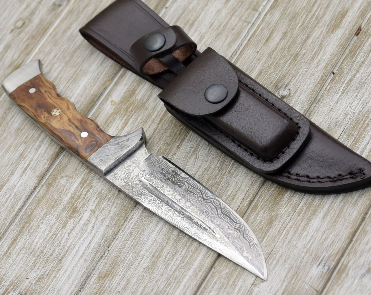 Rune Camping Knife with Exotic Leopard Wood Handle