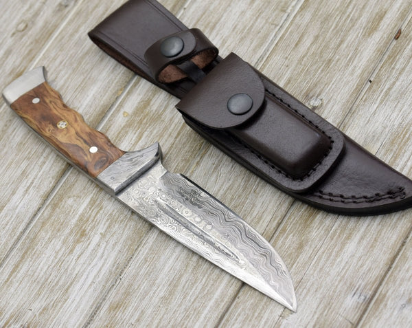 Rune Camping Knife with Exotic Leopard Wood Handle