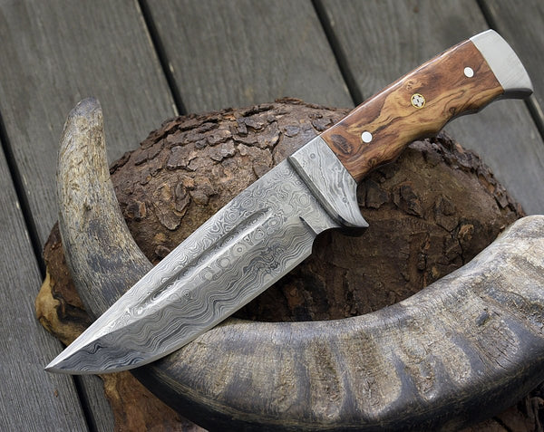 Rune Camping Knife with Exotic Leopard Wood Handle