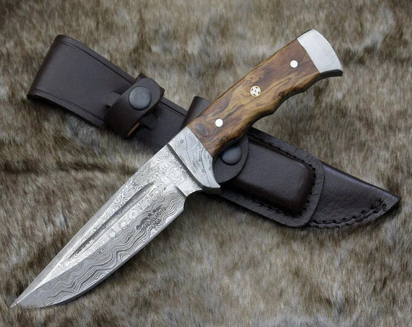 Rune Camping Knife with Exotic Leopard Wood Handle - Gifts for You 'n Me