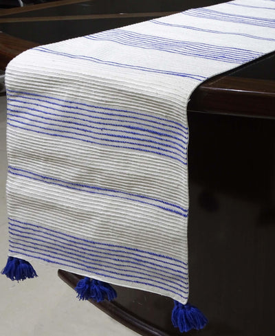 Cotton Table Runner with Blue Stripes 16