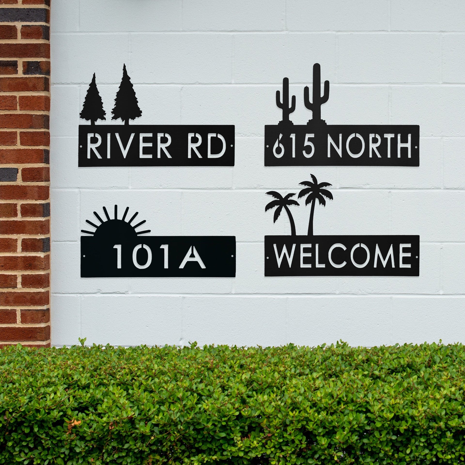[COL] Landscape Address Plaque - 4 Styles - Circular Address Plaque for House Numbers