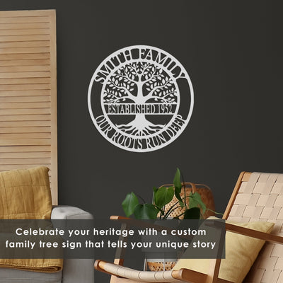 [COL] Established Family Tree Name Sign - Family Tree Wall Decor Last Name Signs for Home