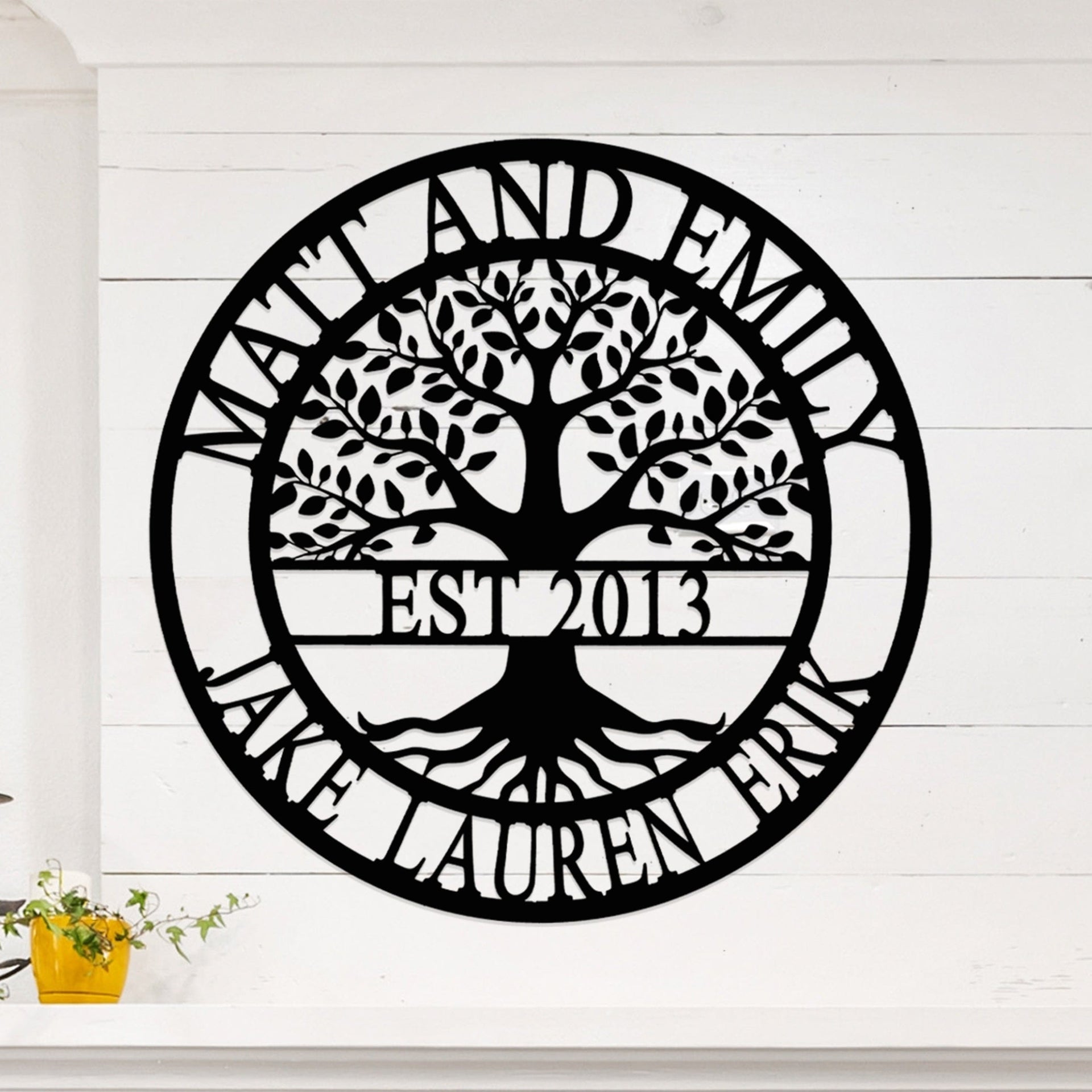 [COL] Established Family Tree Name Sign - Family Tree Wall Decor Last Name Signs for Home