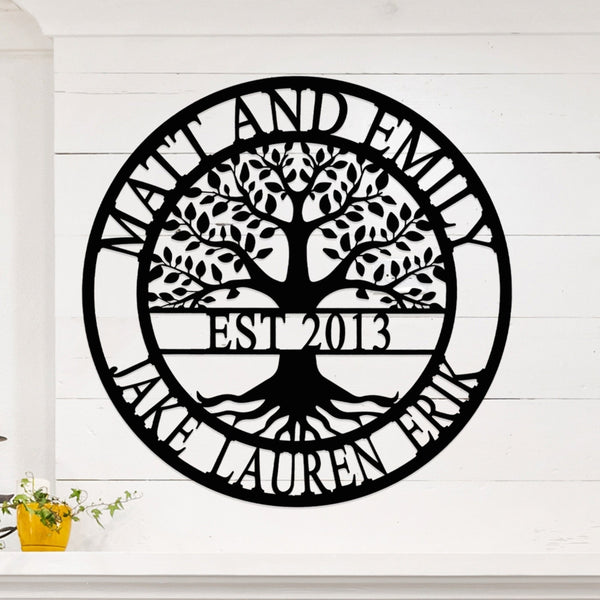[COL] Established Family Tree Name Sign - Family Tree Wall Decor Last Name Signs for Home
