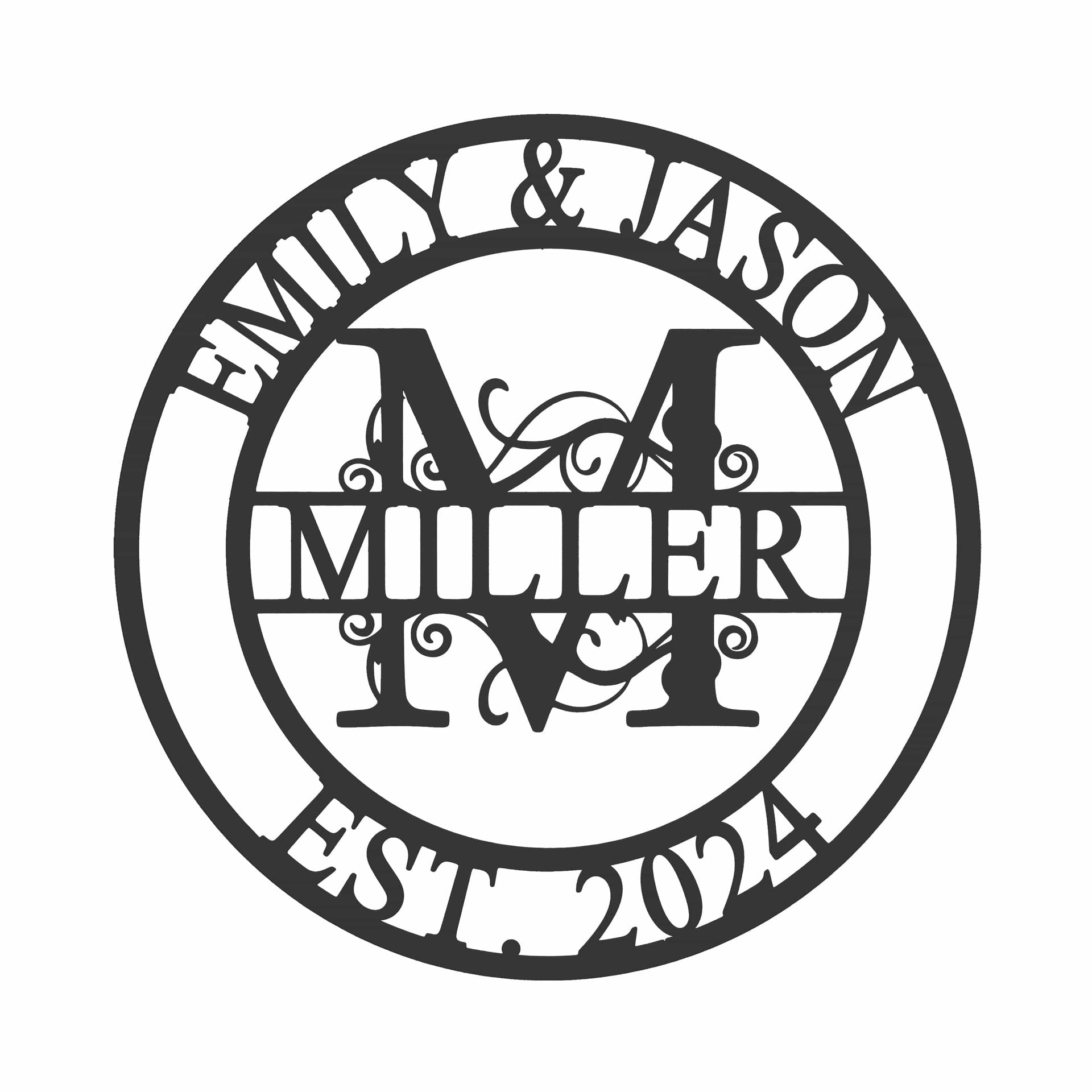[COL] Split Letter Metal Family Sign Monogram - Monogram Wedding Decorations Metal Wall Decor Family Wall Decor
