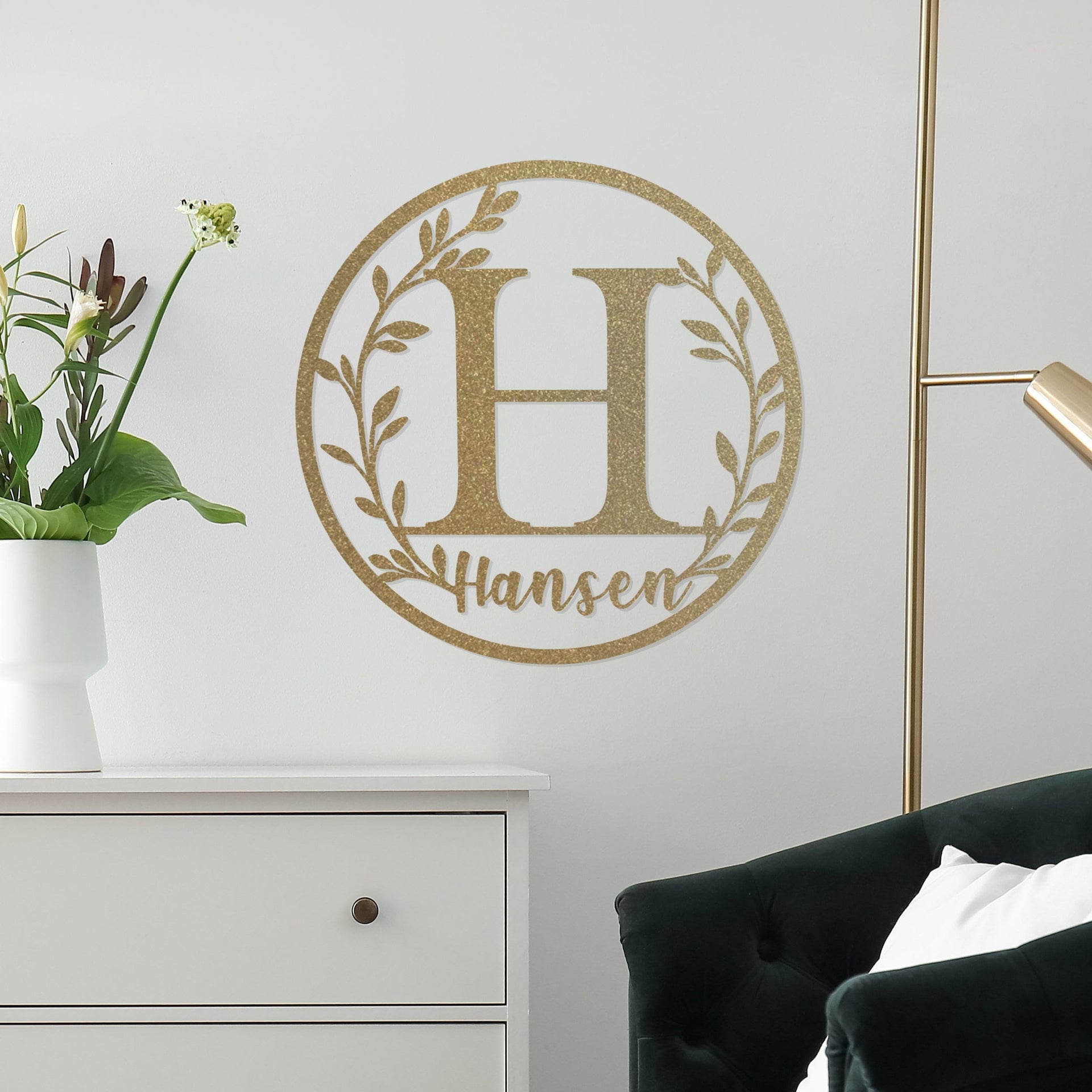 [COL] Vine Outdoor Monogram Wreaths for Front Door - Monogram Wall Decor Metal Initial Signs