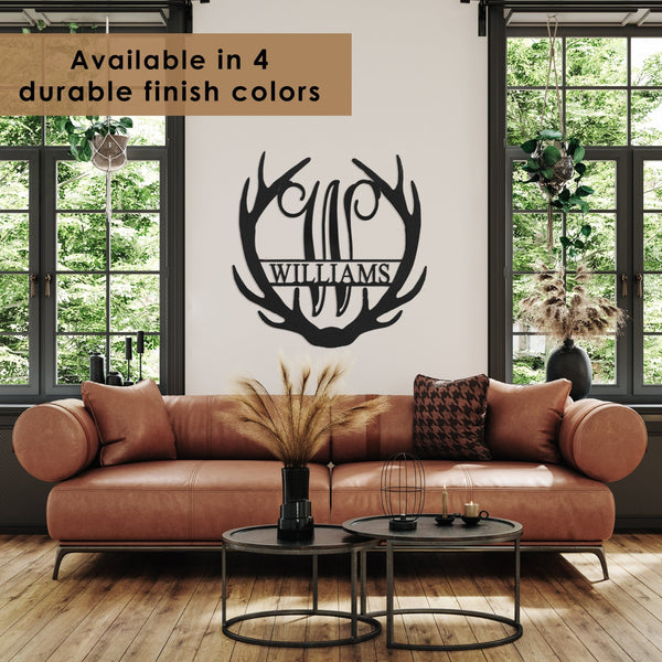 [COL] Antler Monogram with Name - Custom Metal Name Sign for Home Antler