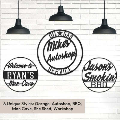 [COL] Vintage Circle Signs  - Personalized Decorative Garage or Workshop Sign
