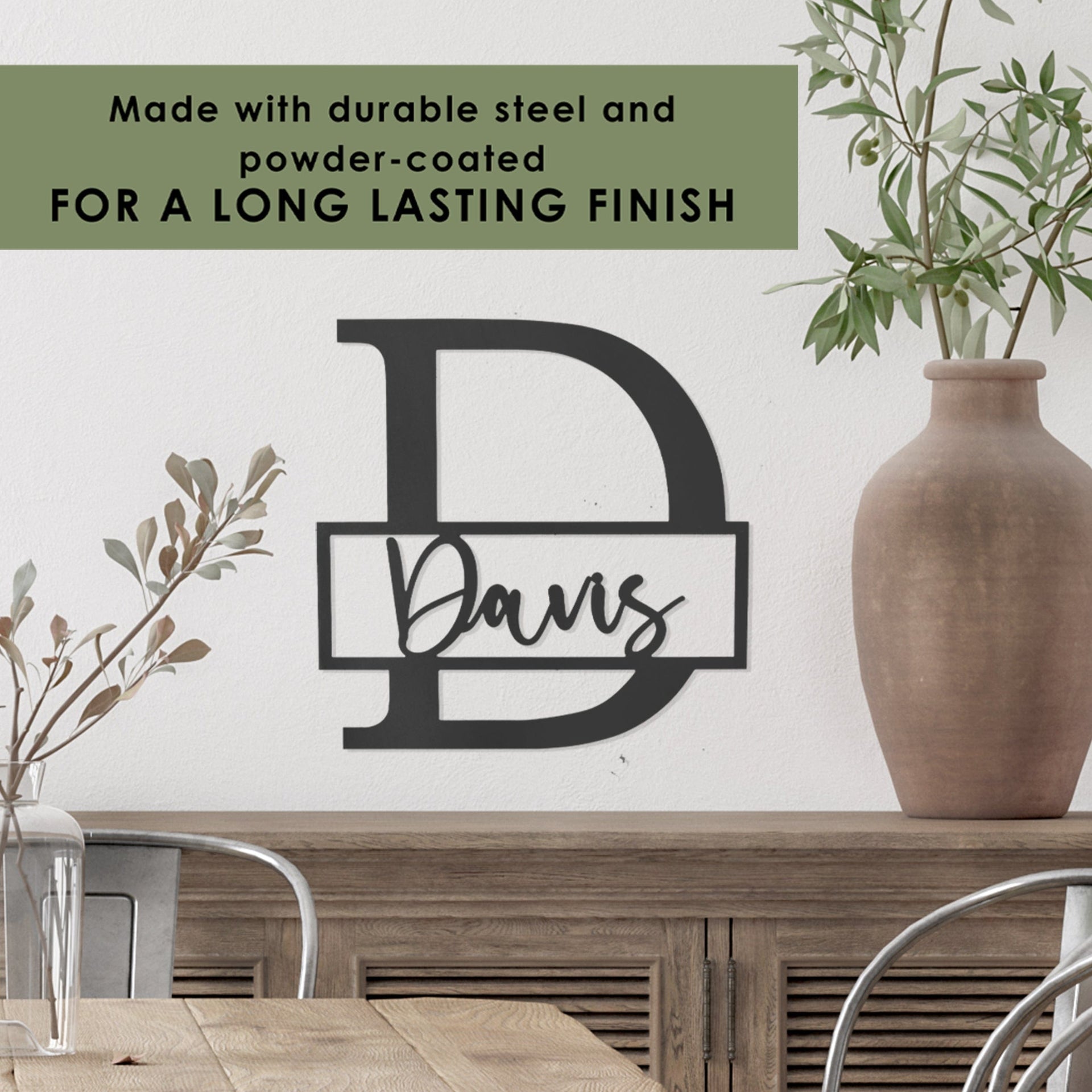 [COL] Script Letter Monogram  - 2 Sizes -  Personalized Metal Family Monogram Last Name Sign