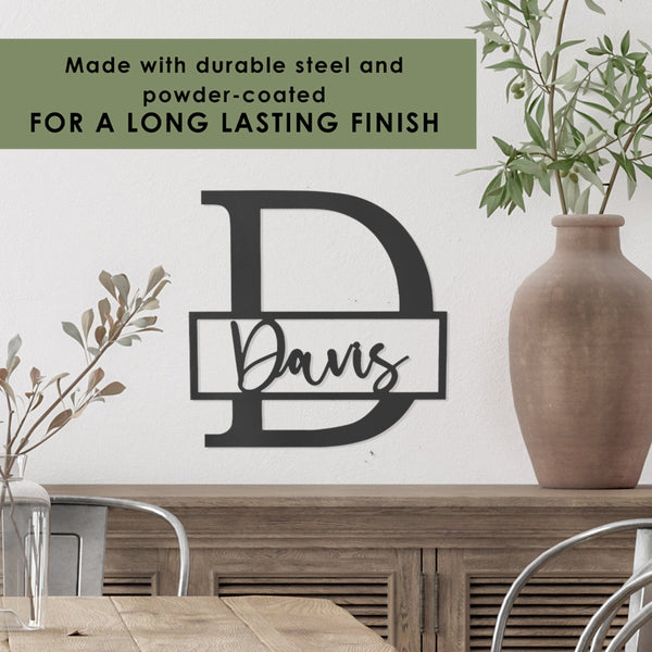 [COL] Script Letter Monogram  - 2 Sizes -  Personalized Metal Family Monogram Last Name Sign