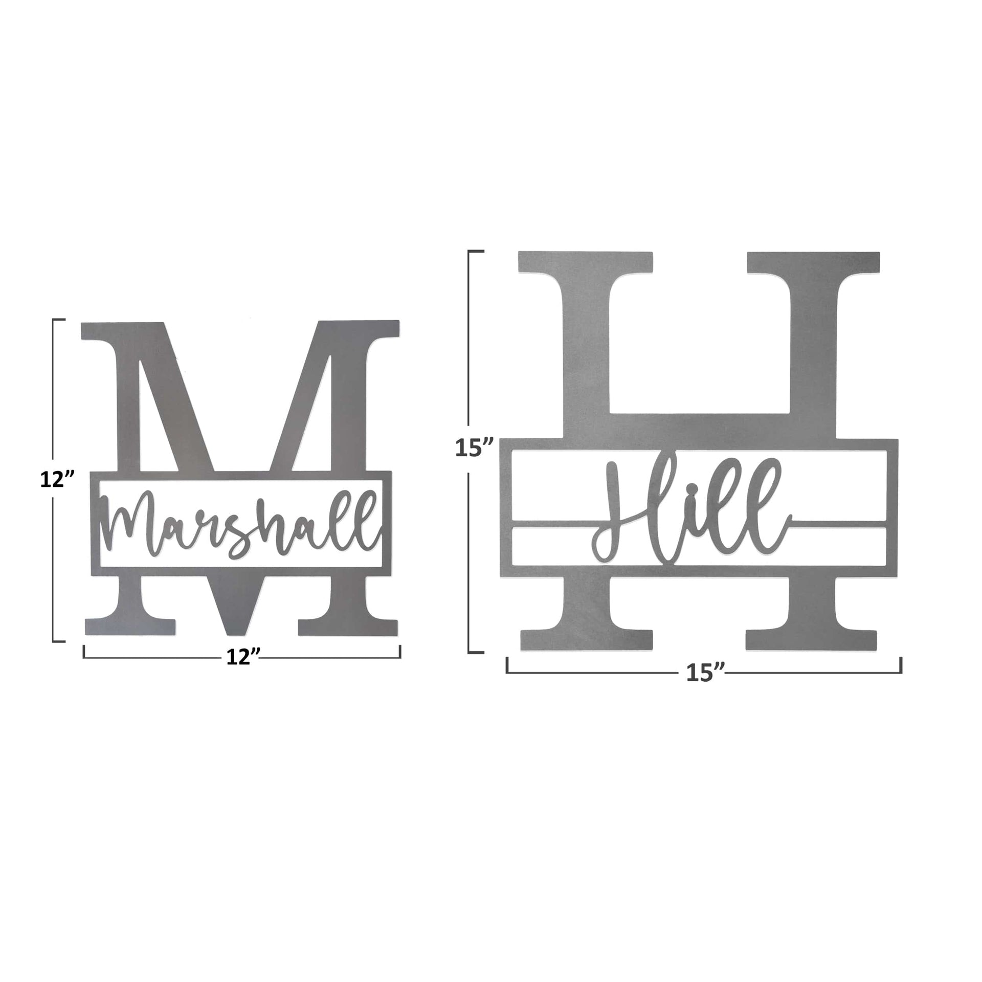 [COL] Script Letter Monogram  - 2 Sizes -  Personalized Metal Family Monogram Last Name Sign