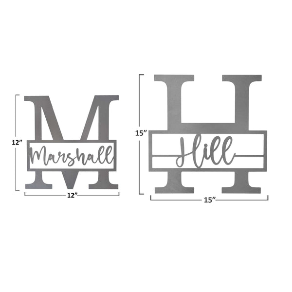 [COL] Script Letter Monogram  - 2 Sizes -  Personalized Metal Family Monogram Last Name Sign