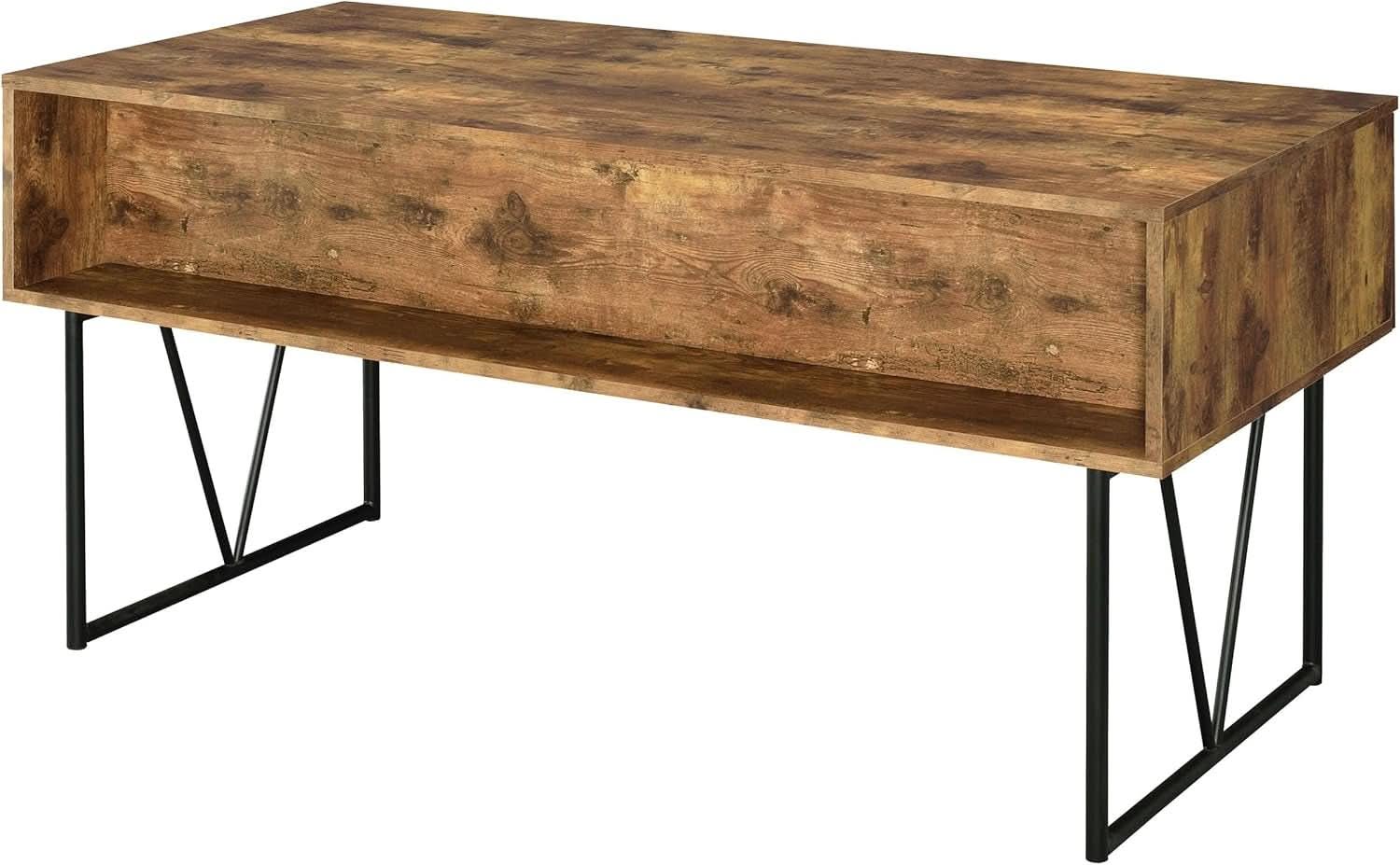 Rustic 63 Inch Writing Desk with Four Storage Drawers