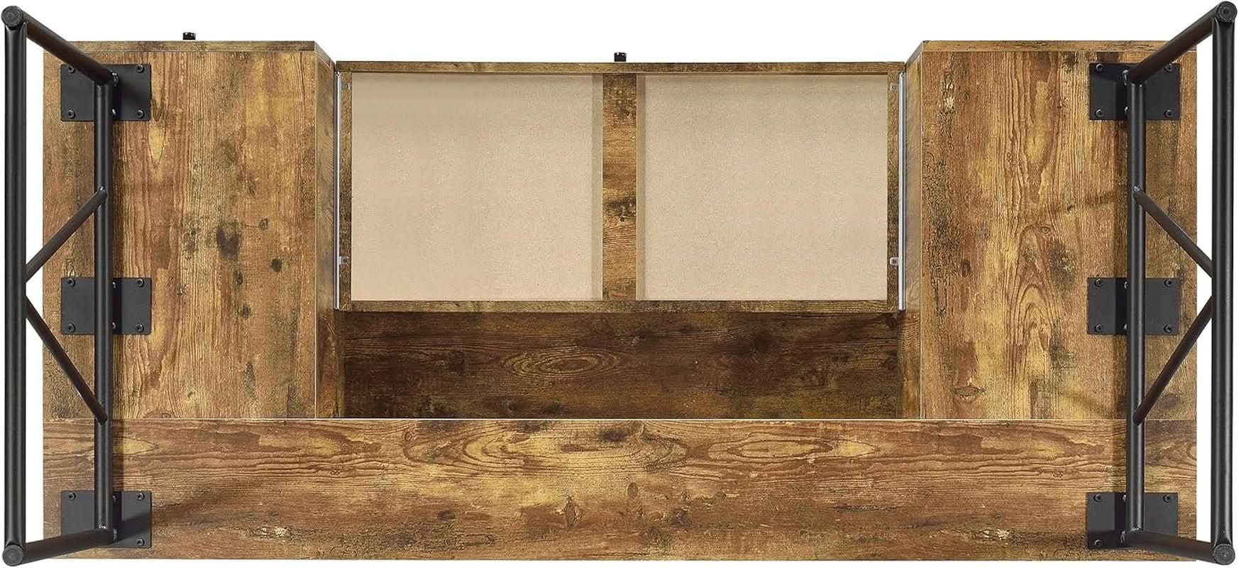 Rustic 63 Inch Writing Desk with Four Storage Drawers