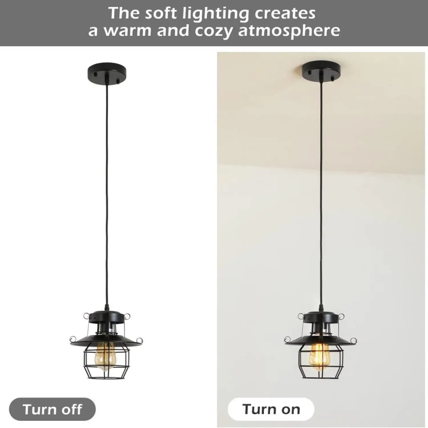 Rustic Black Pendant Light for Island with Adjustable Cage Design
