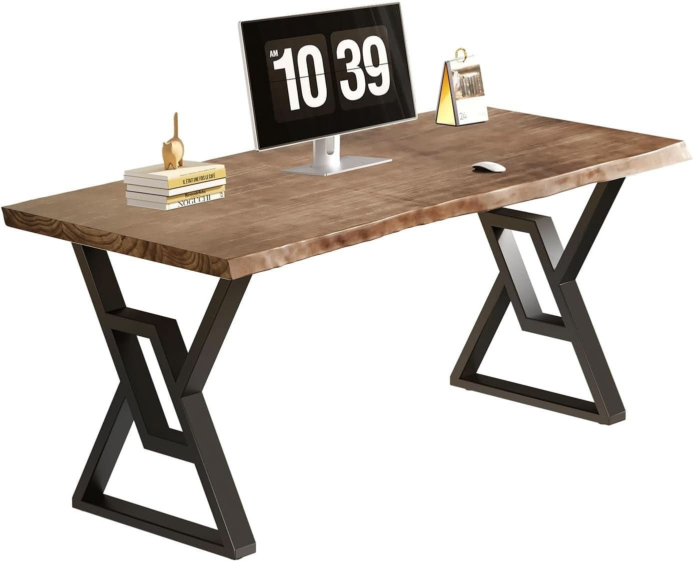 Rustic Brown 55 Inch Solid Wood Computer Desk Home Office